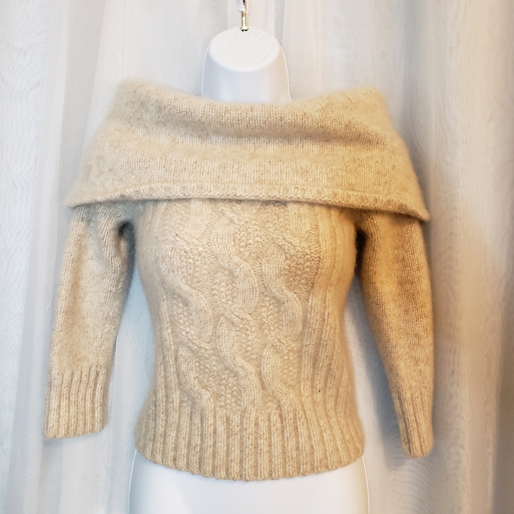 Express Cashmere Cream Off the Shoulder Sweater Cozy Warm